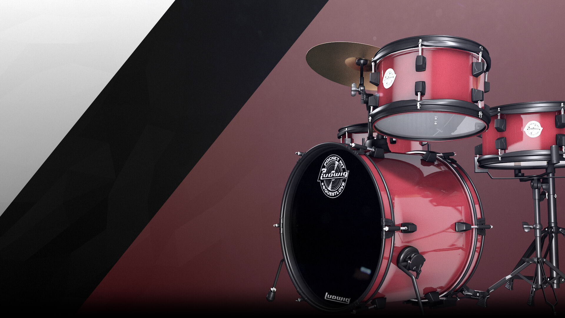 Ludwig Questlove Wine Red Sparkle The Pocket Drum Kit