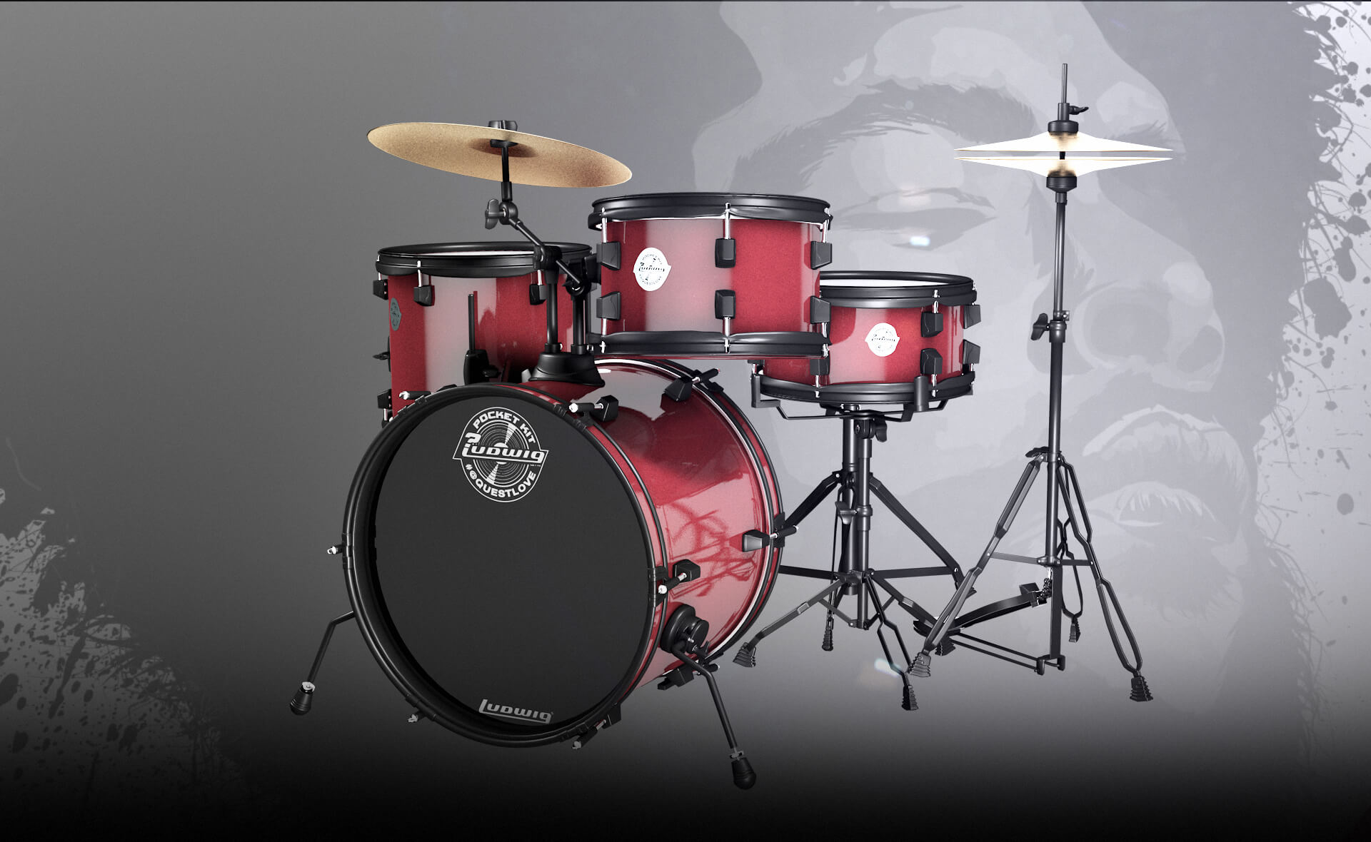 Ludwig Pocket Drum Set For Kids With Cymbals And Hardware