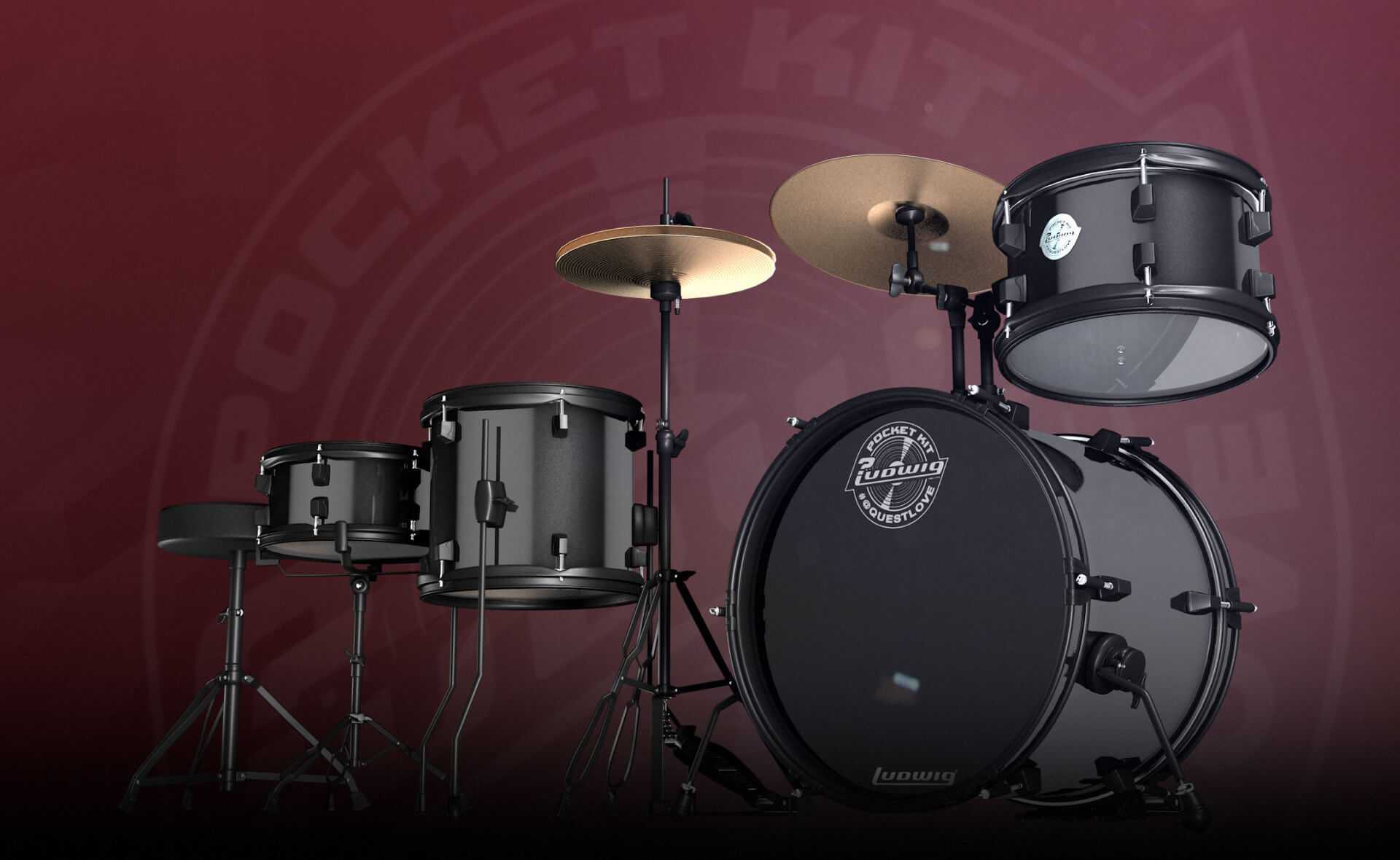 Ludwig Questlove Wine Red Sparkle The Pocket Drum Kit